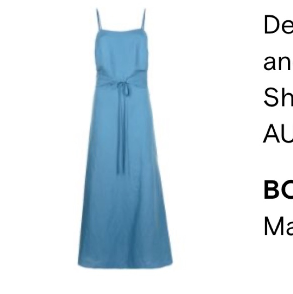 BONDI BORN blue Marseille midi dress, size M
